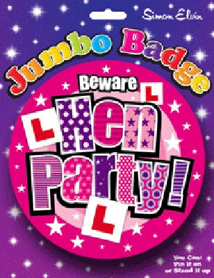 Beware Hen Party Jumbo Badge
