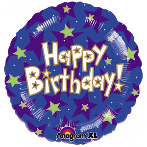 Happy Birthday Stars Helium Filled Foil Balloon