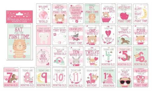 30 Baby Girl Memorable Moments Cards