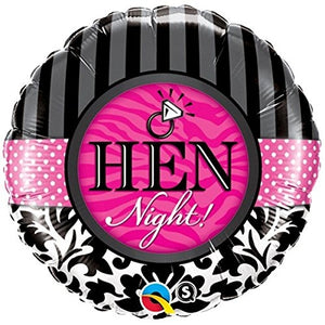Hen Night Damask And Stripes Helium Filled Foil Balloon