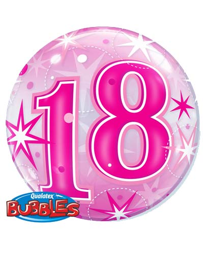 Pink 18 Helium Filled Single Bubble Balloon