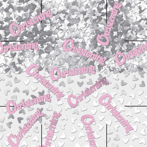 Pink And Silver Metallic Christening Confetti 14g