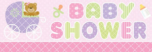 Pink Teddy Giant Baby Shower Banner