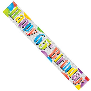 Happy 65th Birthday Holographic Banner