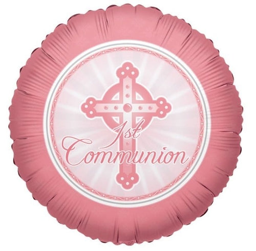 Pink 1st Communion Helium Filled Foil Balloon