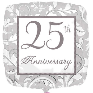 25th Anniversary Helium Filled Foil Balloon