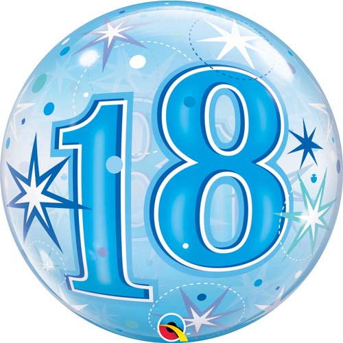 Blue 18 Helium Filled Single Bubble Balloon