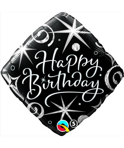 Happy Birthday Sparkles And Swirls Helium Filled Foil Balloon