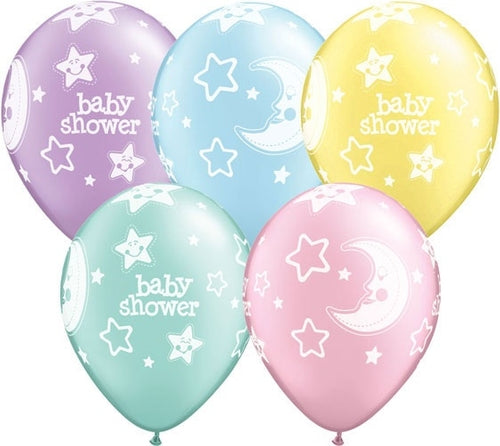 Baby Shower Moons And Stars Latex Balloons x10 (Sold loose)