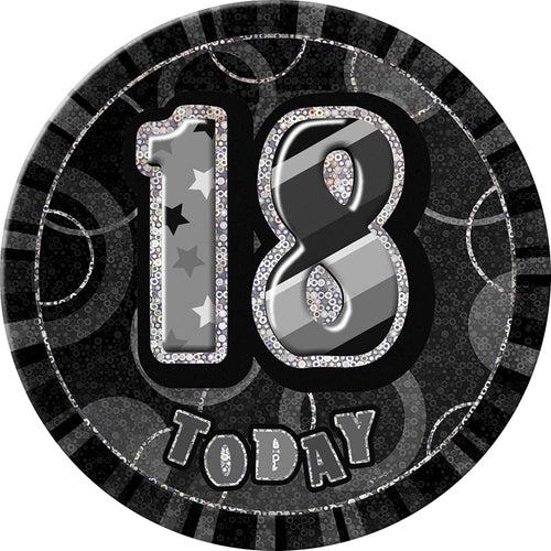 18 Today Black Glitz Jumbo Badge