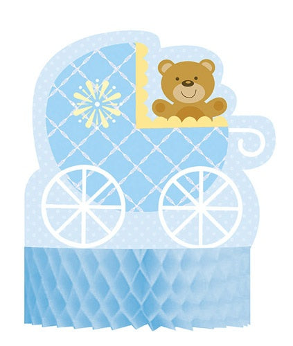 Baby Shower Blue Teddy Honeycomb Centrepiece