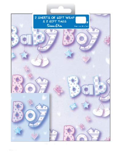 Baby Boy Gift Wrap And Tag Set