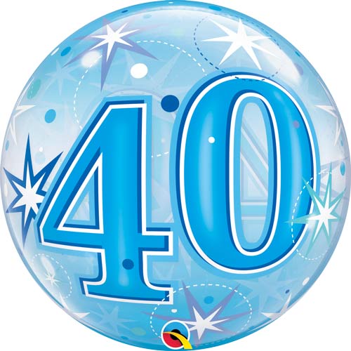 Blue 40 Helium Filled Single Bubble Balloon