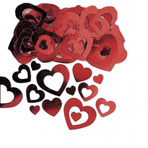 Red Die Cut Metallic Heart Confetti 14g
