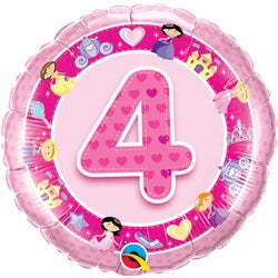 Age 4 Princess Pink Helium Filled Foil Balloon