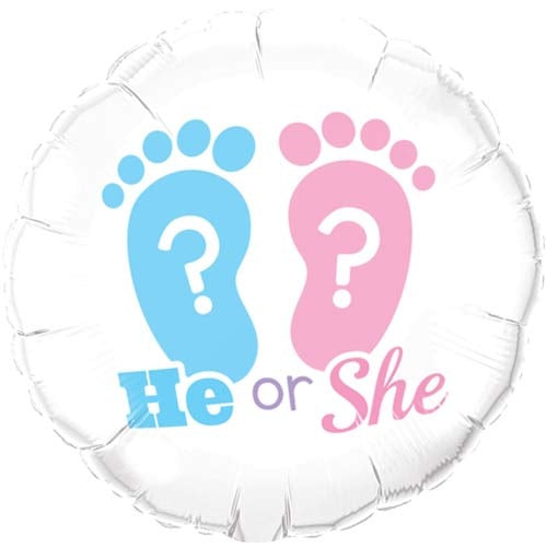 He Or She Footprints Baby Shower Helium Filled Foil Balloon
