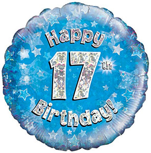 Happy 17th Birthday Blue Helium Filled Foil Balloon