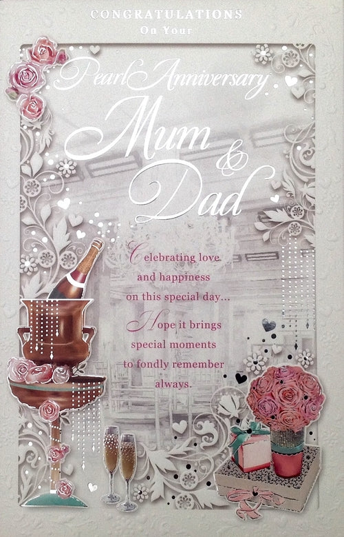 Congratulations On Your Pearl Anniversary Mum And Dad Greeting Card