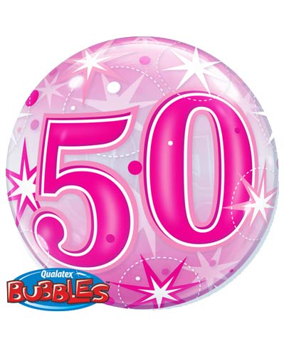 Pink 50 Helium Filled Single Bubble Balloon
