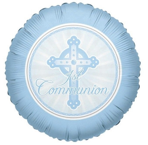 Blue 1st Communion Helium Filled Foil Balloon