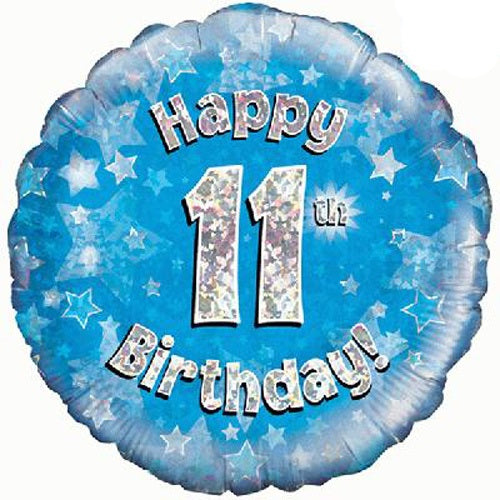 Happy 11th Birthday Blue Helium Filled Foil Balloon