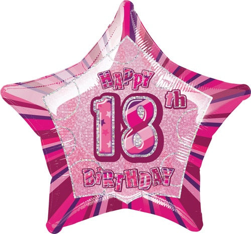 Happy 18th Birthday Pink Glitz Helium Filled Foil Balloon