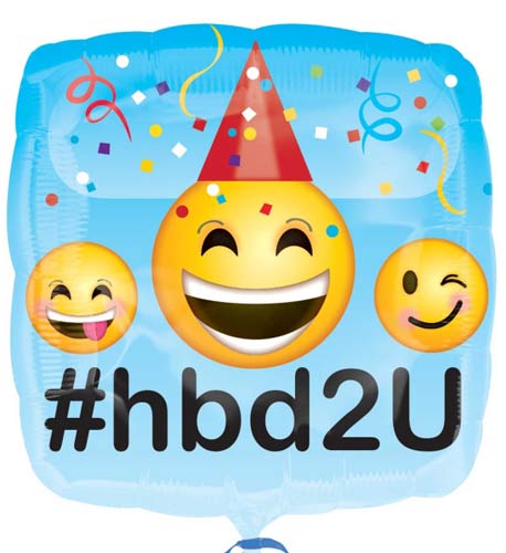 Happy Birthday Emoji #hbd2U Helium Filled Foil Balloon