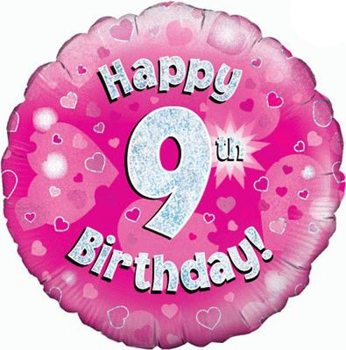 Happy 9th Birthday Pink Helium Filled Foil Balloon