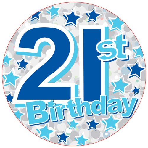 21st Birthday Blue Stars Jumbo Badge