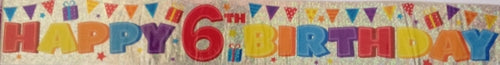 Happy 6th Birthday Holographic Banner