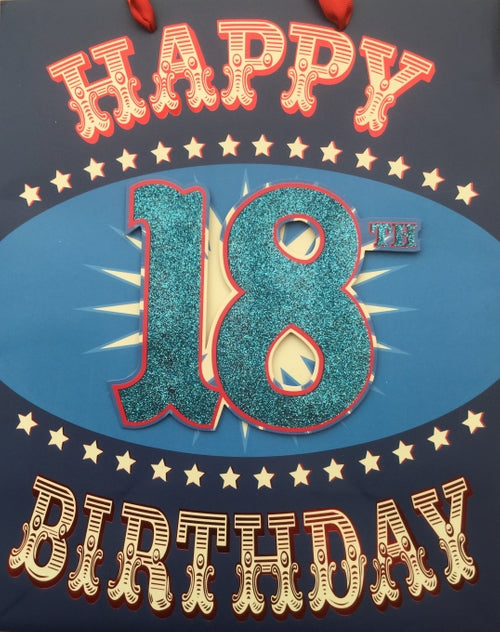 Happy 18th Birthday Handcrafted Blue Large Gift Bag