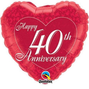 Happy 40th Anniversary Helium Filled Foil Balloon