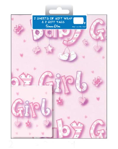 Baby Girl Gift Wrap And Tag Set