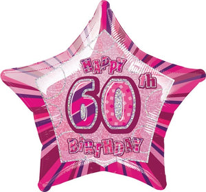 Happy 60th Birthday Pink Glitz Helium Filled Foil Balloon