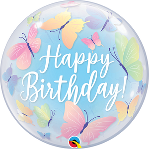 Happy Birthday Butterflies Helium Filled Single Bubble Balloon