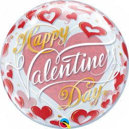 Happy Valentine's Day Helium Filled Single Bubble Balloon