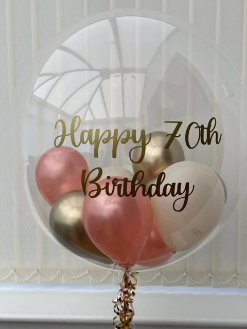 Personalised Clear Helium Filled Single Bubble Balloon With Balloons