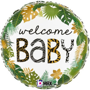 Welcome Baby Jungle Helium Filled Foil Balloon