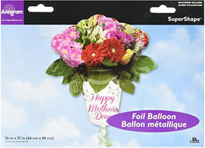 Happy Mother's Day Flower Vase Supershape Helium Filled Foil Balloon