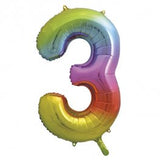 Rainbow Number Supershape Helium Filled Foil Balloon