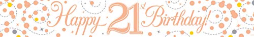 Happy 21st Birthday Sparkling Fizz White And Rose Gold Banner