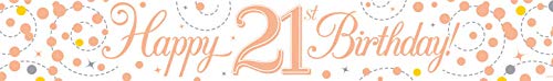 Happy 21st Birthday Sparkling Fizz White And Rose Gold Banner