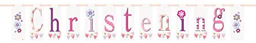 Pink Christening Block Letter Banner
