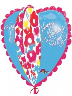 Happy Mother's Day Watercolour Heart Supershape Helium Filled Foil Balloon