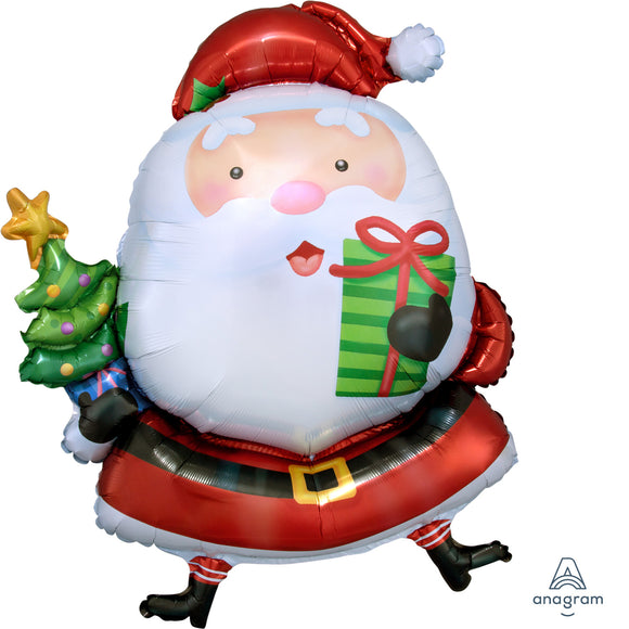 Santa With Tree Supershape Helium Filled Foil Balloon