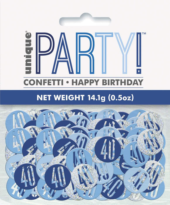 Blue And Silver 40th Birthday Metallic Confetti 14g