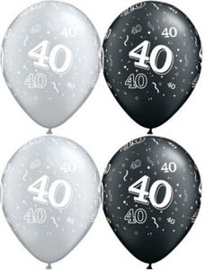40 Around Pearl Onyx Black And Silver Balloons x10 (Sold loose)
