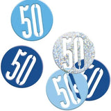 Blue And Silver 50th Birthday Metallic Confetti 14g