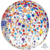 Happy Birthday Confetti Clear Orbz Helium Filled Foil Balloon
