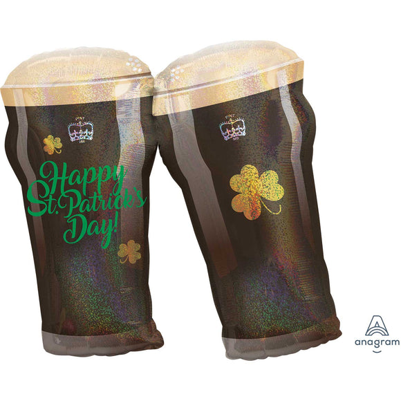 Happy St Patrick's Day Guinness Glass Helium Filled Supershape Foil Balloon